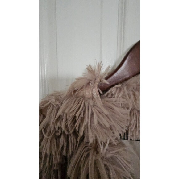 Anthropologie Sage Colorblocked Fringe Faux-Fur Multi-Color Coat Women's Size M. - Picture 8 of 11